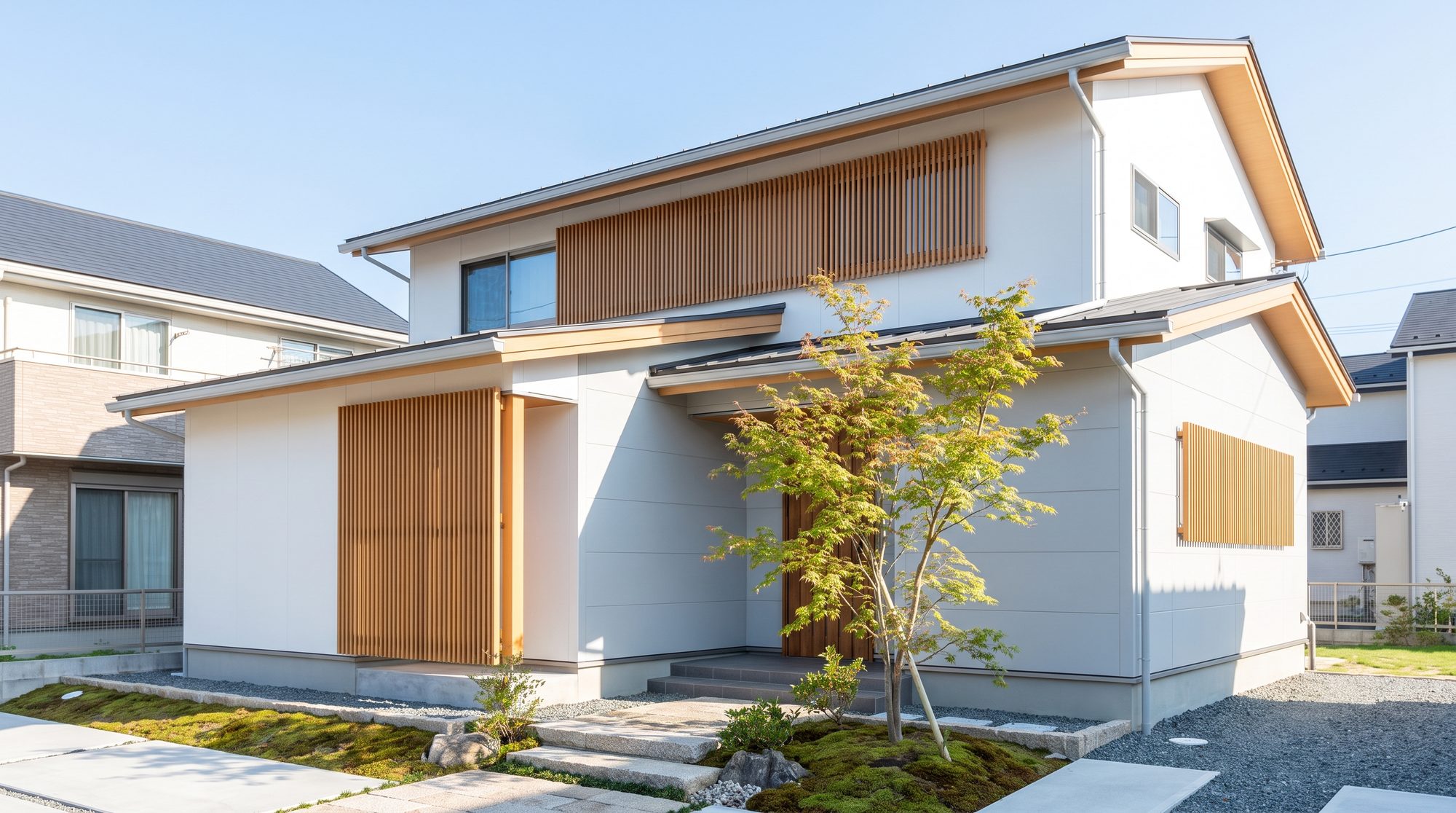 庭のある住宅の外観